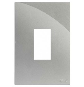 Placa 1 Módulo Vertical com Suporte 4x2 - RECTA PRATA GLOSS